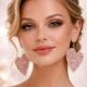 Handmade Jewelry Pink Heart Beaded Drop Earrings